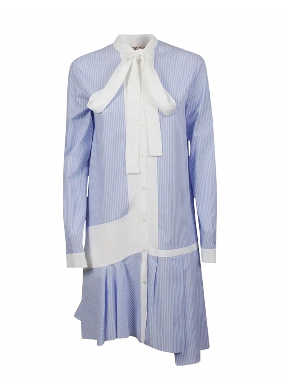 No. 21 Blue and Cream Long Sleeve Dress